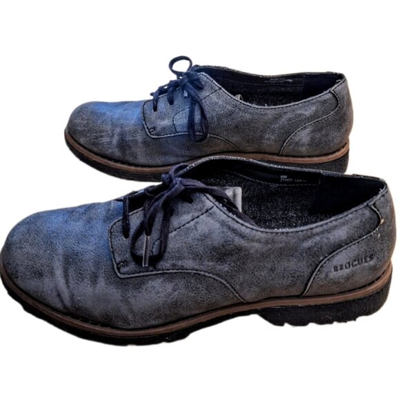 Women's 8M Brogues BOC Brush Gray Vegan Suede Lace Up Oxford Walkers - Picture 4 of 7